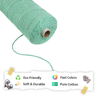 2mm Twisted (3Ply) | Mint Green | 350 - 400 Metres | 1kg Spool | Cotton | No 35