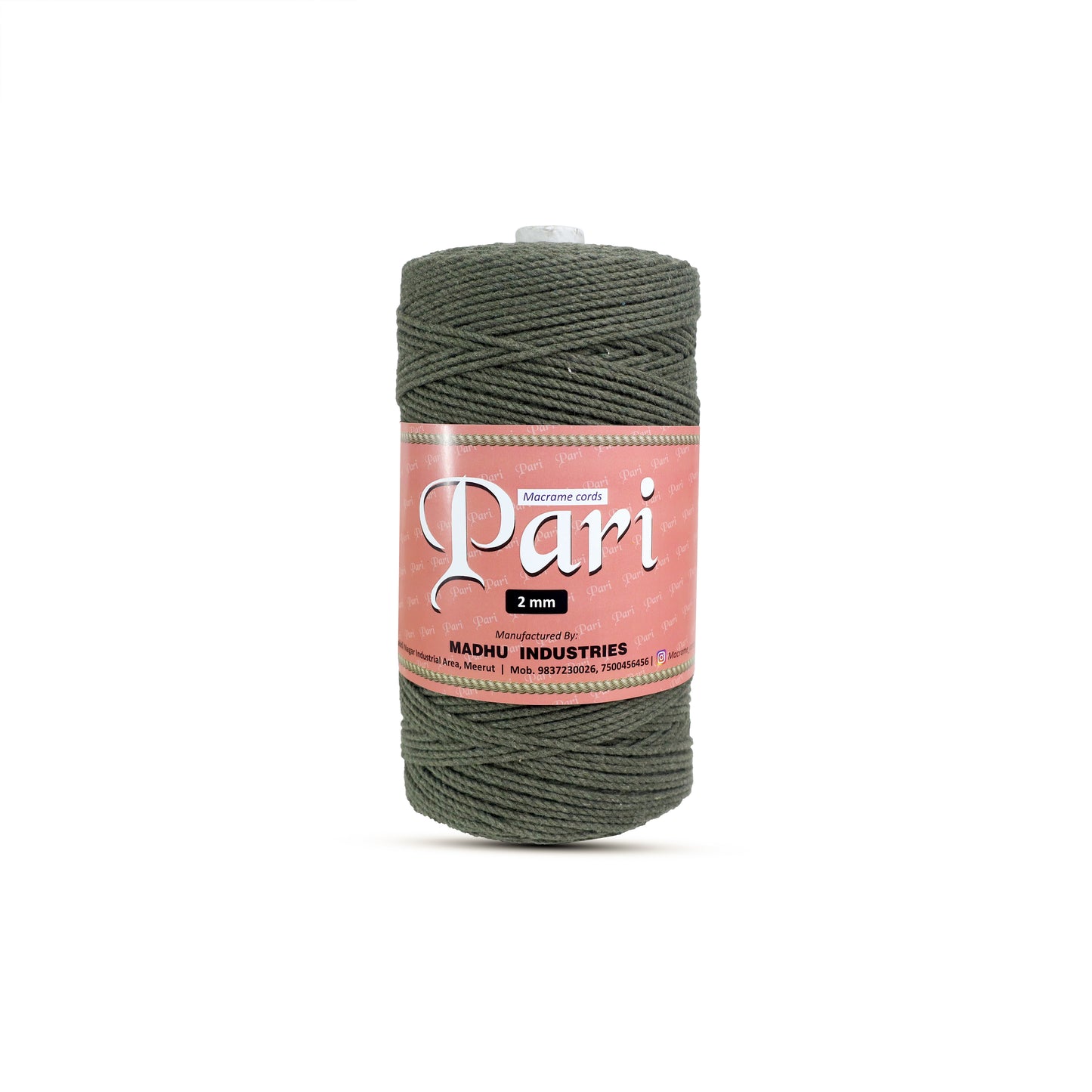 2mm Twisted (3Ply) | Army Green | 350 - 400 Metres | 1kg Spool | Cotton | No 38