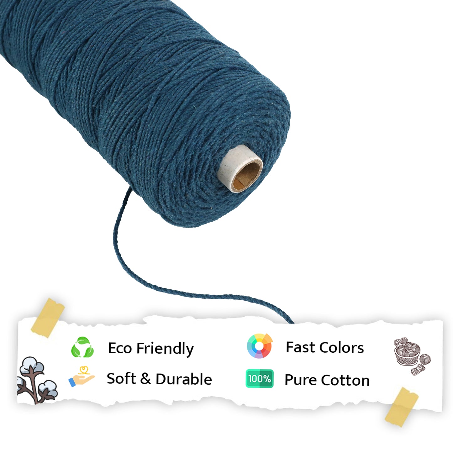 2mm Twisted (3Ply) | Teal Blue | 350 - 400 Metres | 1kg Spool | Cotton | No 39