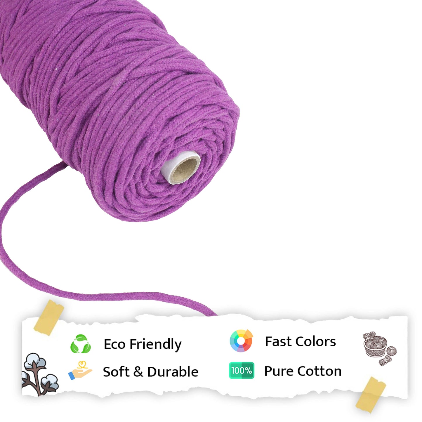 4mm Braided | Reddish Purple | 140 Meters | 1Kg Spool | Cotton | No 36