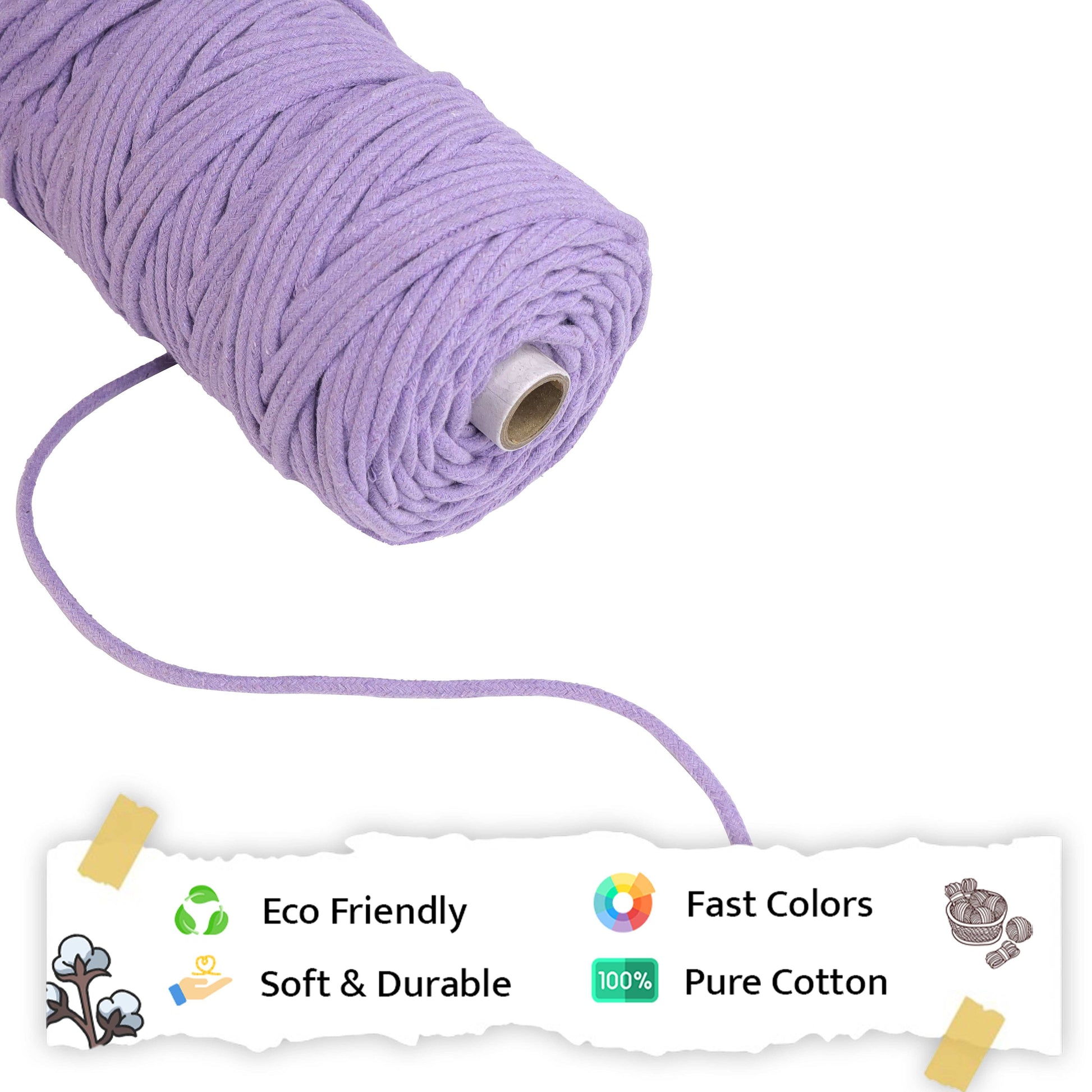 4mm Braided | Lavender | 140 Meters | 1Kg Spool | Cotton | No 31