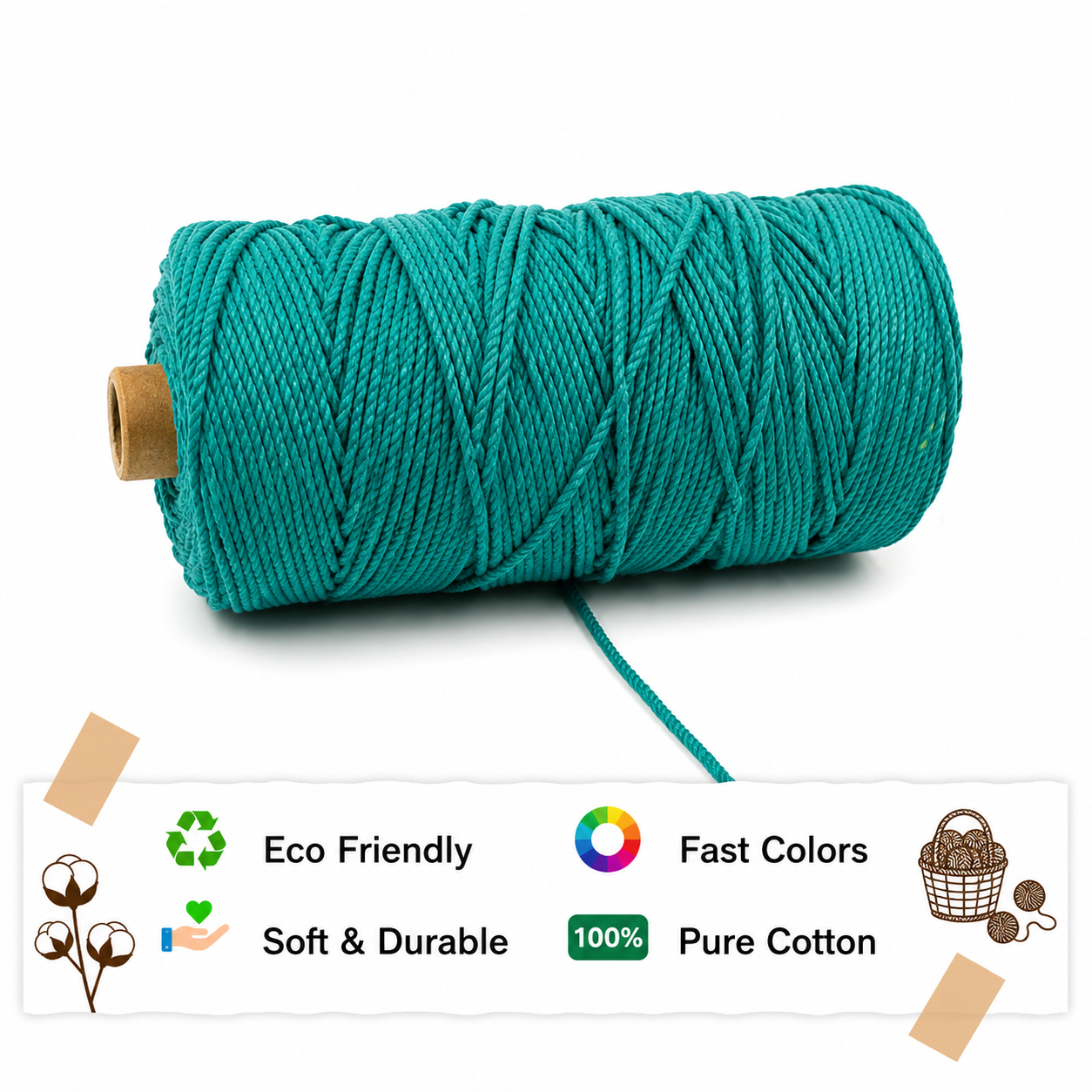 3mm Twisted (3Ply) | Sea Green | 200 - 250 Metres | 1kg Spool | Cotton | No 12