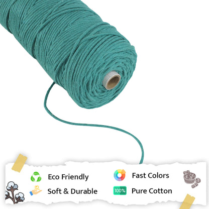 3mm Braided | Sea Green | 150 Metres | Approx 700gms | Cotton | No 12