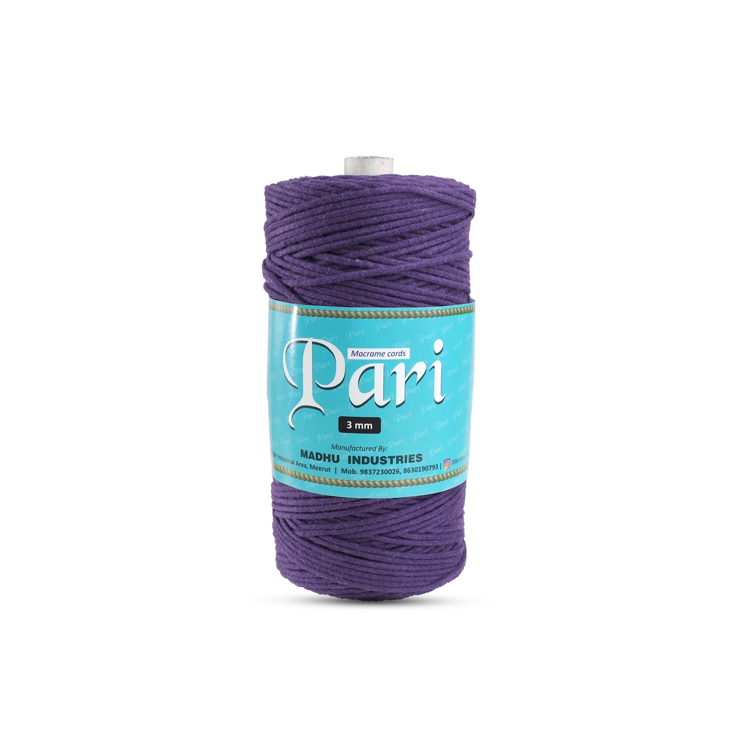 3mm Braided | Violet | 150 Metres | Approx 700gms | Cotton | No 21