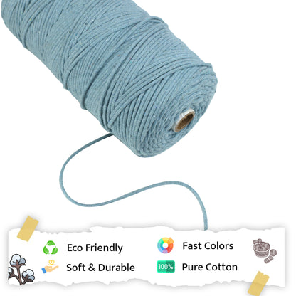 3mm Braided | Mint Blue | 150 Metres | Approx 700gms | Cotton | No 25