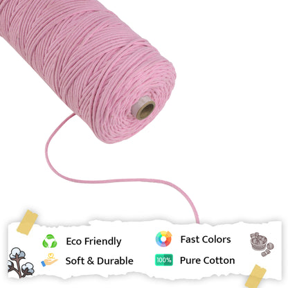 3mm Braided | Bubble Gum Pink | 150 Metres | Approx 700gms | Cotton | No 26