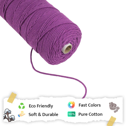 3mm Braided | Reddish Purple | 150 Metres | Approx 700gms | Cotton | No 36