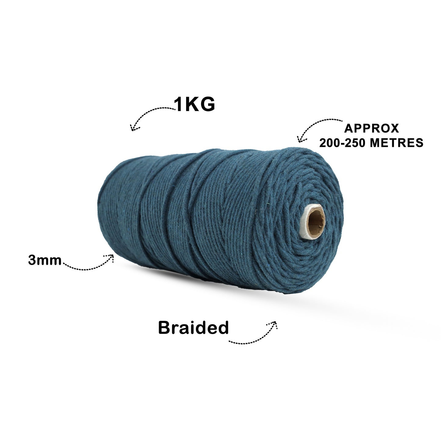 3mm Braided | Teal Blue | 150 Metres | Approx 700gms | Cotton | No 39