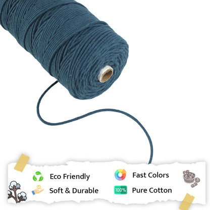 3mm Braided | Teal Blue | 150 Metres | Approx 700gms | Cotton | No 39