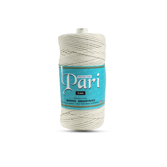 3mm Braided | Off White | 200-250 Meters | 1 Kg Spool | Cotton | No 04