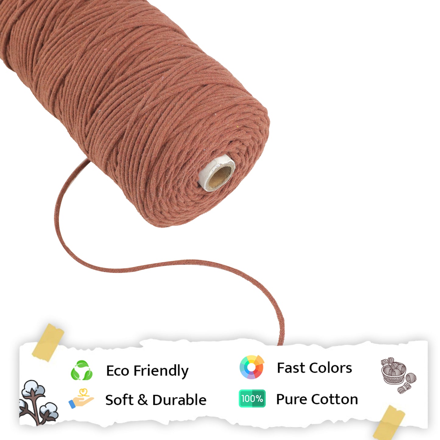 3mm Braided | Chocolate Brown | 200-250 Meters | 1 Kg Spool | Cotton | No 06