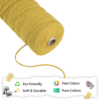 3mm Braided | Mustard | 150 Metres | Approx 700gms | Cotton | No 07