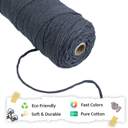 3mm Single Strand | Dark Grey | 200 - 250 Metres | 1kg Spool | Cotton | No 02