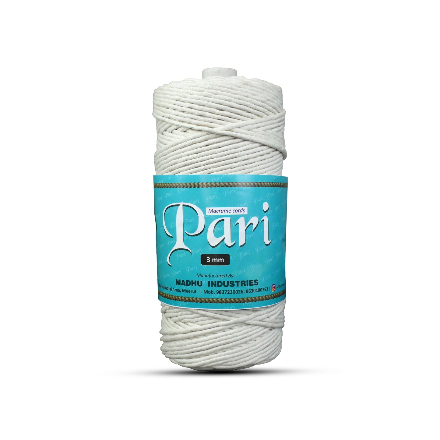 3mm Single Strand | Off White | 200 - 250 Metres | 1kg Spool | Cotton | No 04