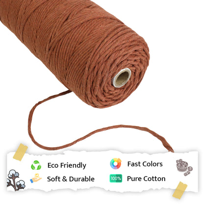 3mm Single Strand | Chocolate | 200 - 250 Metres | 1kg Spool | Cotton | No 06