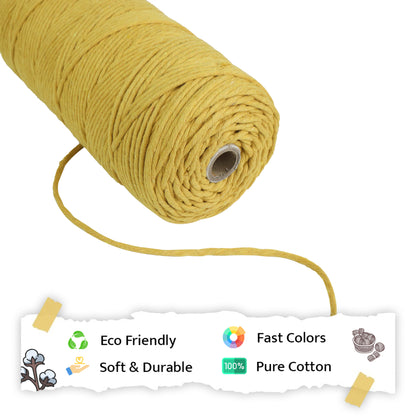 3mm Single Strand | Mustard | 200 - 250 Metres | 1kg Spool | Cotton | No 07