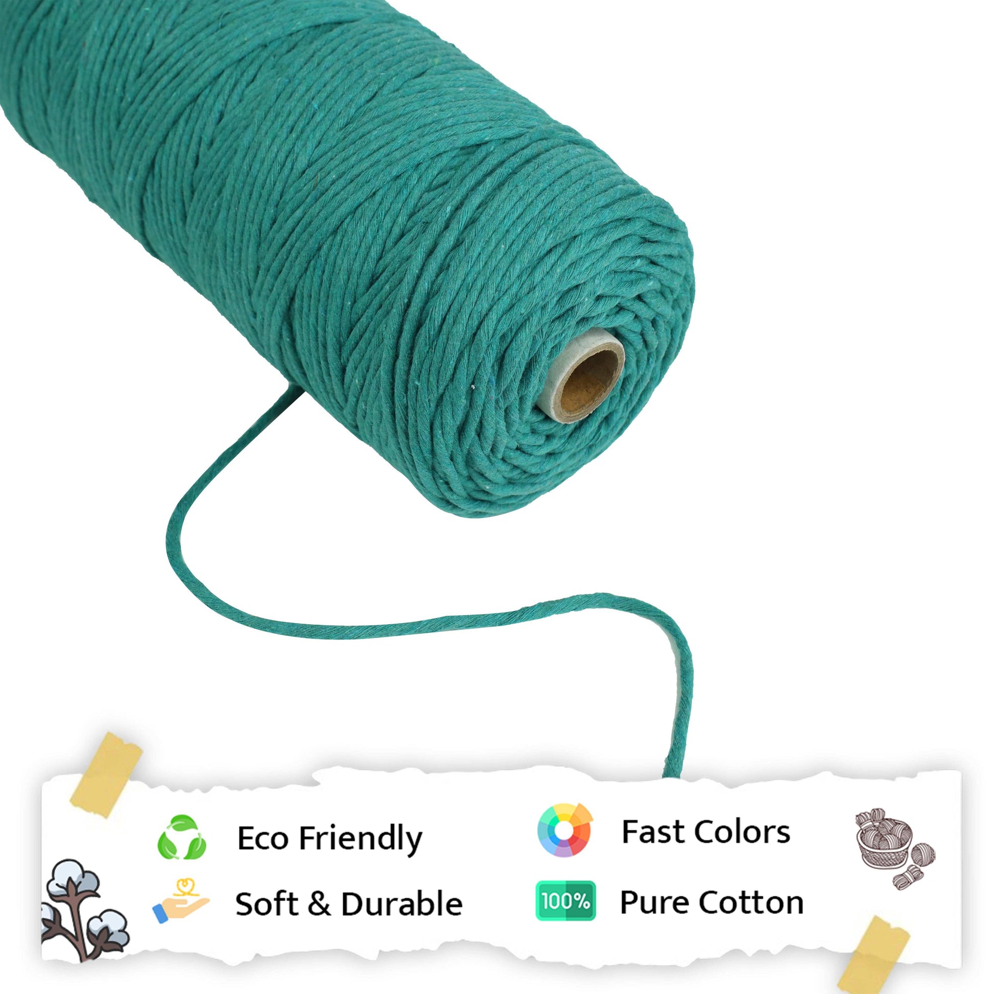 3mm Single Strand | Sea Green | 200 - 250 Metres | 1kg Spool | Cotton | No 12