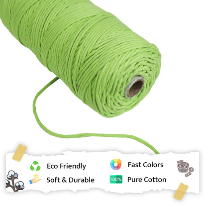 3mm Single Strand | Parrot Green | 200 - 250 Metres | 1kg Spool | Cotton | No 13