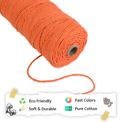 3mm Single Strand | Orange | 200 - 250 Metres | 1kg Spool | Cotton | No 19