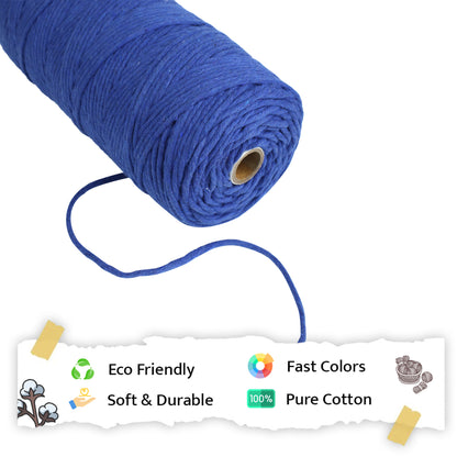 3mm Single Strand | Sapphire Blue | 200 - 250 Metres | 1kg Spool | Cotton | No 20