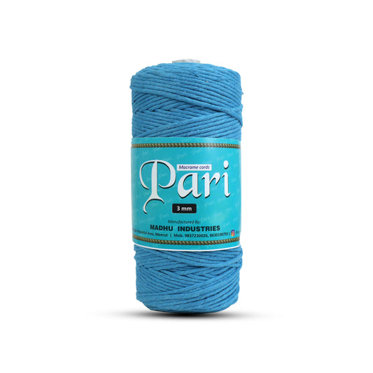 3mm Single Strand | Bright Blue | 200 - 250 Metres | 1kg Spool | Cotton | No 22