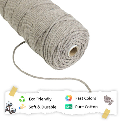 3mm Single Strand | Mud Colour | 200 - 250 Metres | 1kg Spool | Cotton | No 23