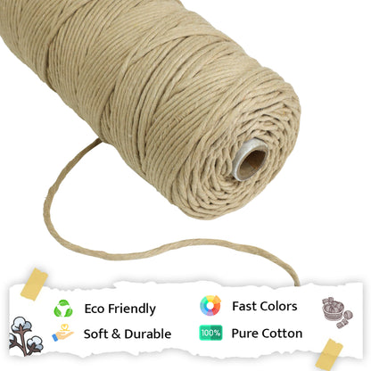 3mm Single Strand | Beige | 200 - 250 Metres | 1kg Spool | Cotton | No 30