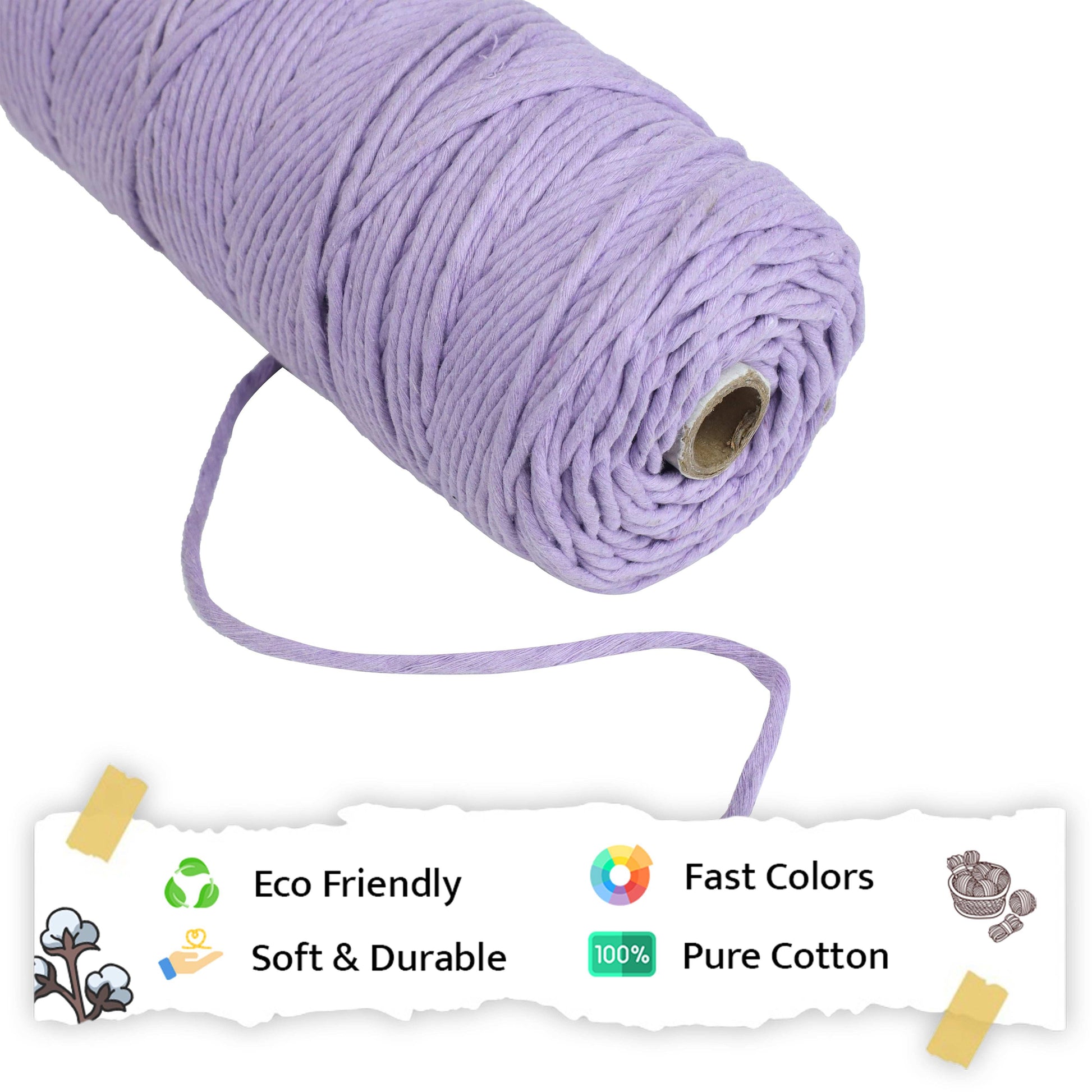 3mm Single Strand | Lavender | 200 - 250 Metres | 1kg Spool | Cotton | No 31