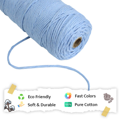 3mm Single Strand | Ice Blue | 200 - 250 Metres | 1kg Spool | Cotton | No 32