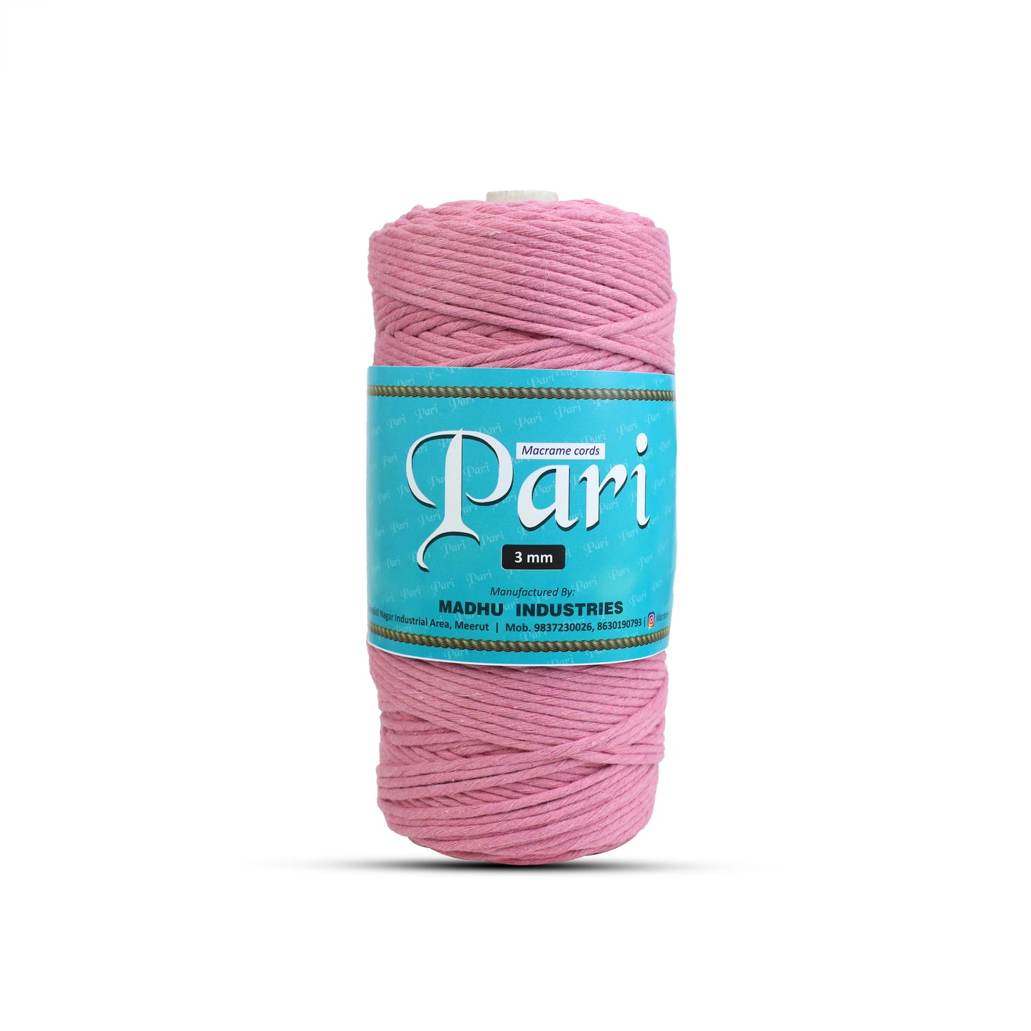 3mm Single Strand | Bright Pink | 200 - 250 Metres | 1kg Spool | Cotton | No 33