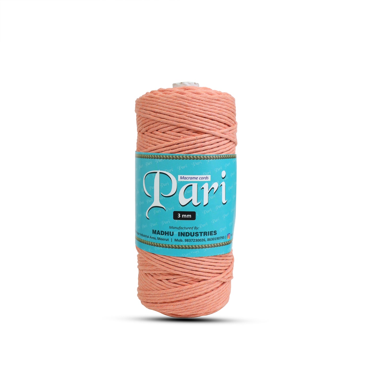 3mm Single Strand | Pastel Orange | 200 - 250 Metres | 1kg Spool | Cotton | No 34