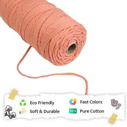 3mm Single Strand | Pastel Orange | 200 - 250 Metres | 1kg Spool | Cotton | No 34