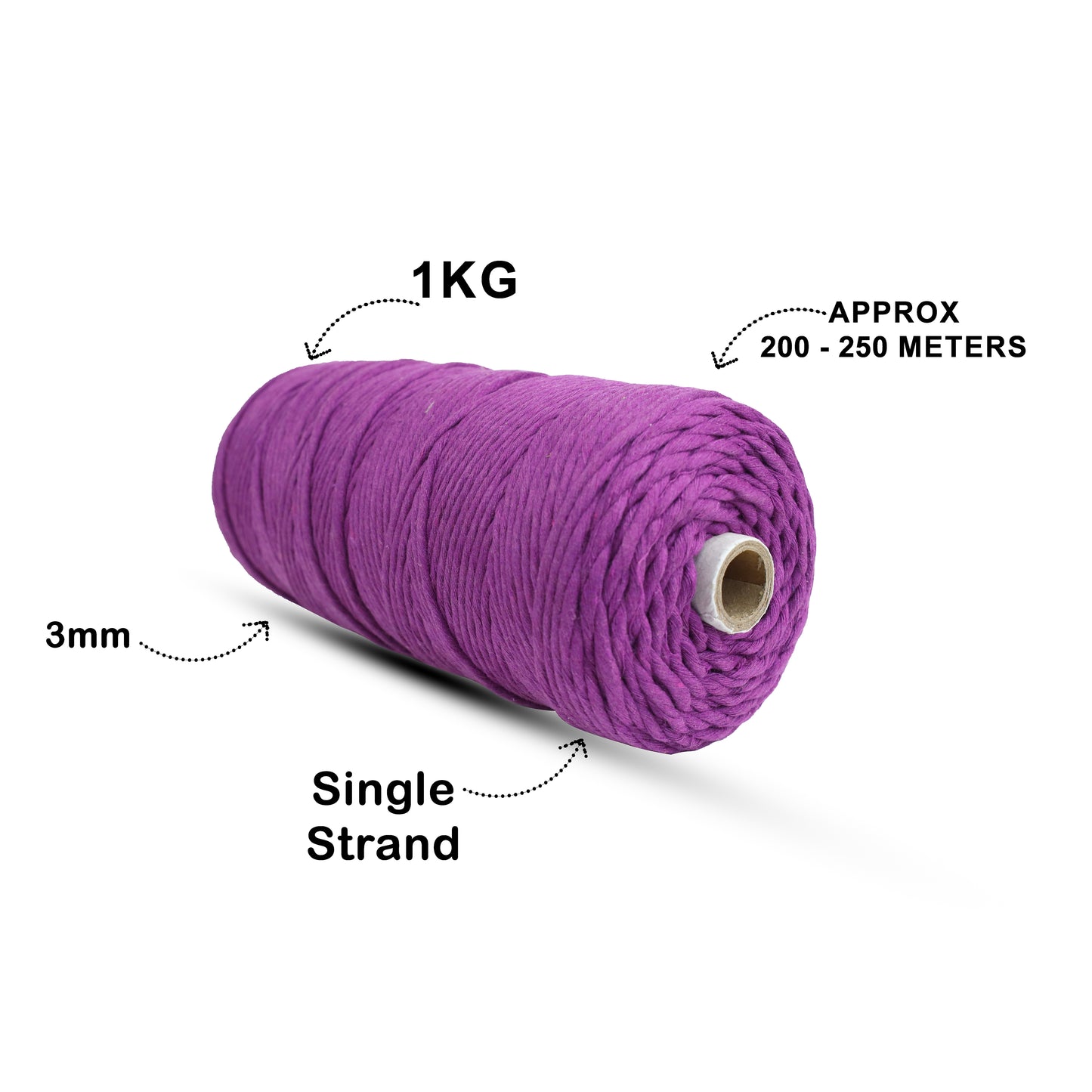 3mm Single Strand | Reddish Purple | 200 - 250 Metres | 1kg Spool | Cotton | No 36