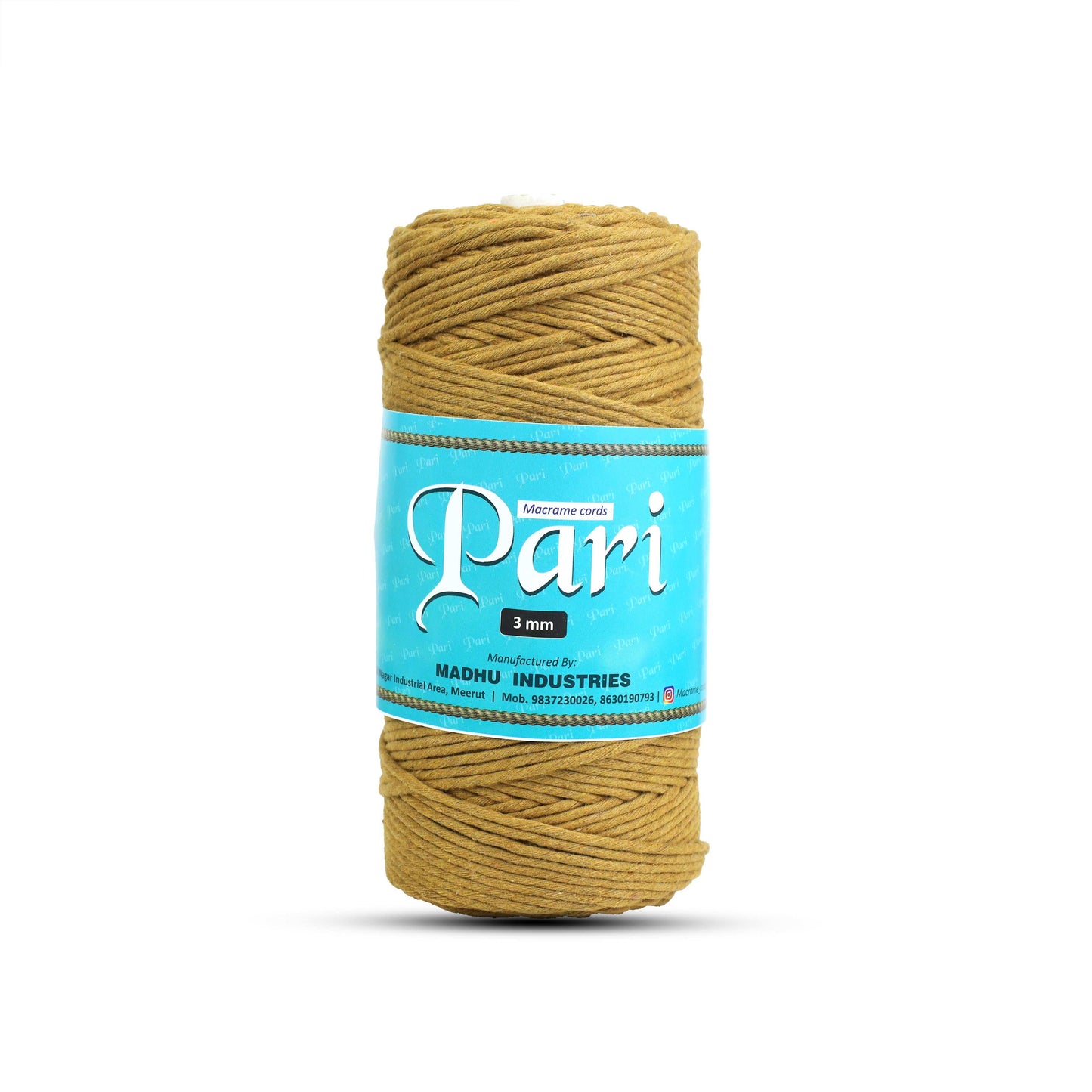 3mm Single Strand | Golden Mustard | 200 - 250 Metres | 1kg Spool | Cotton | No 37