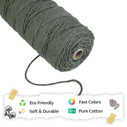 3mm Single Strand | Army Green | 200 - 250 Metres | 1kg Spool | Cotton | No 38