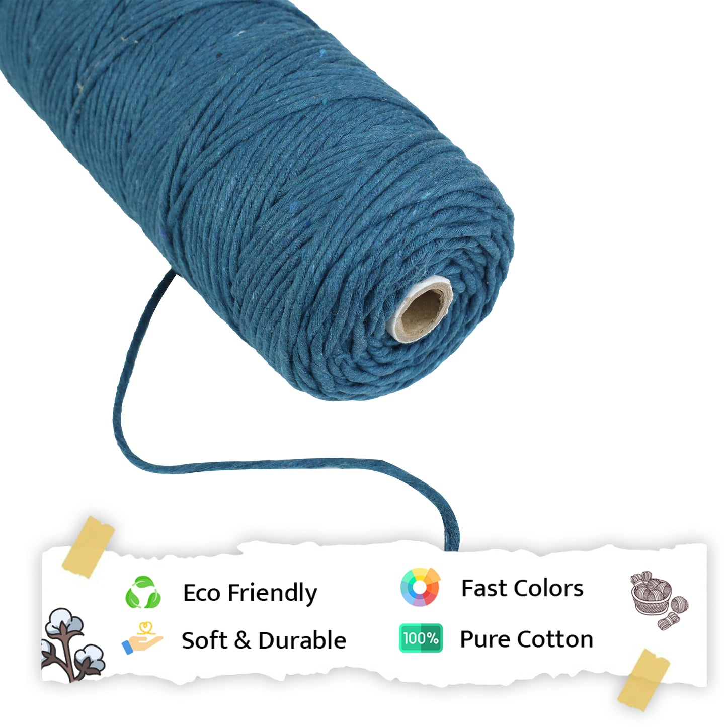 3mm Single Strand | Teal Blue | 200 - 250 Metres | 1kg Spool | Cotton | No 39