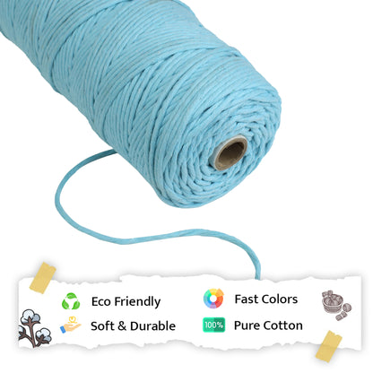 3mm Single Strand | Aqua Blue | 200 - 250 Metres | 1kg Spool | Cotton | No 40