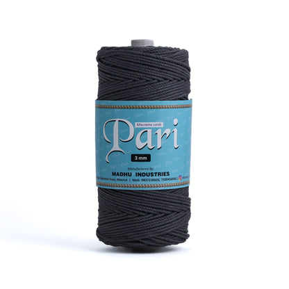 3mm Twisted (3Ply) | Dark Grey | 200 - 250 Metres | 1kg Spool | Cotton | No 02