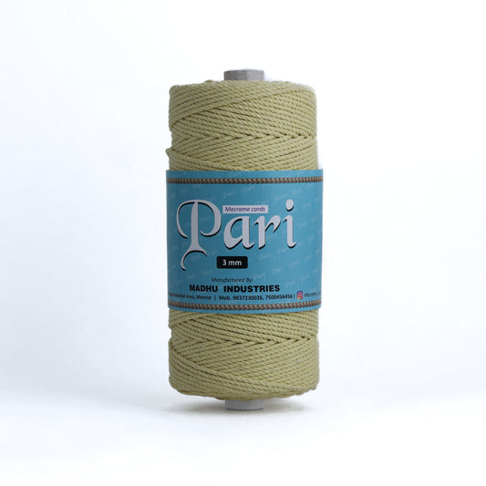 3mm Twisted (3Ply) | Light Yellow | 200 - 250 Metres | 1kg Spool | Cotton | No 09