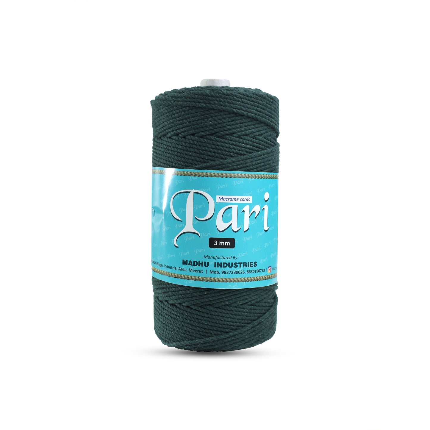 3mm Twisted (3Ply) | Forest Green | 200 - 250 Metres | 1kg Spool | Cotton | No 10