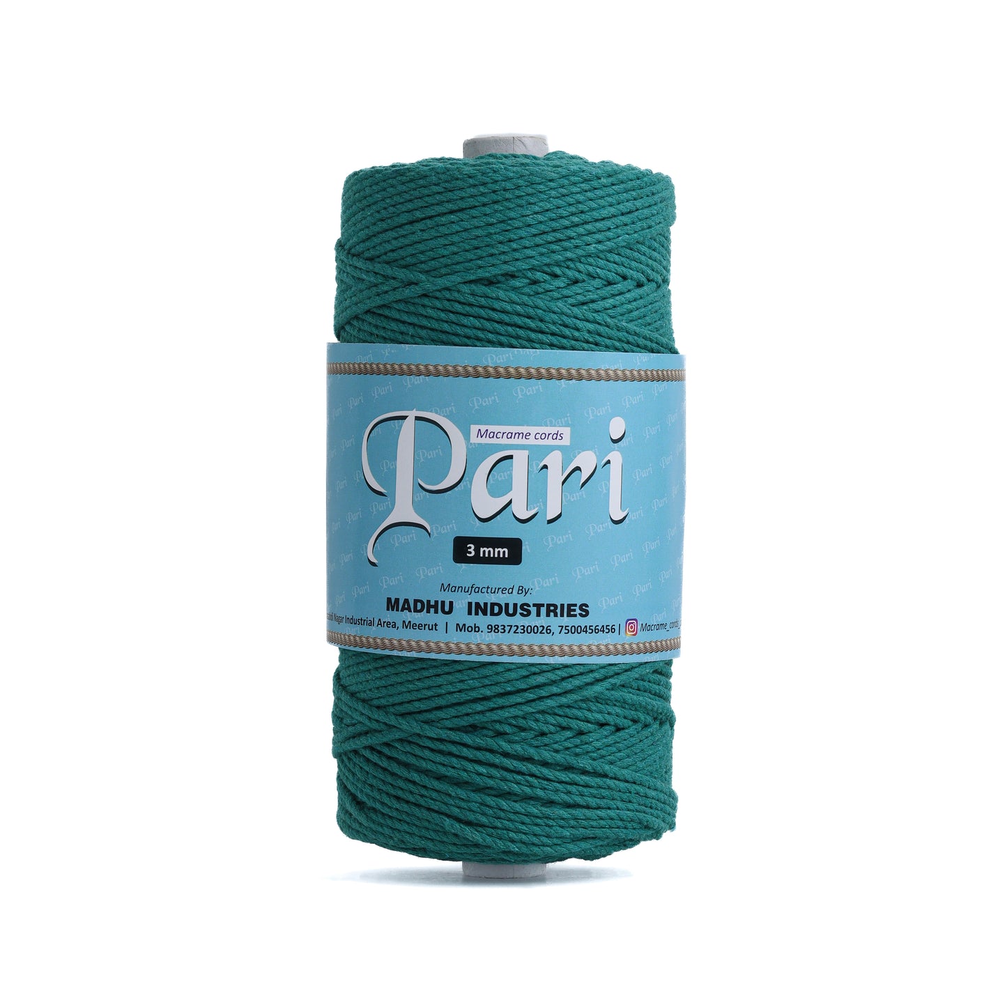 3mm Twisted (3Ply) | Sea Green | 200 - 250 Metres | 1kg Spool | Cotton | No 12