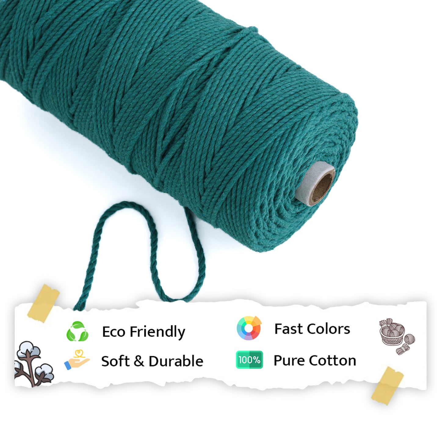 3mm Twisted (3Ply) | Sea Green | 200 - 250 Metres | 1kg Spool | Cotton | No 12