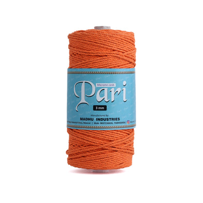 3mm Twisted (3Ply) | Orange | 200 - 250 Metres | 1kg Spool | Cotton | No 19