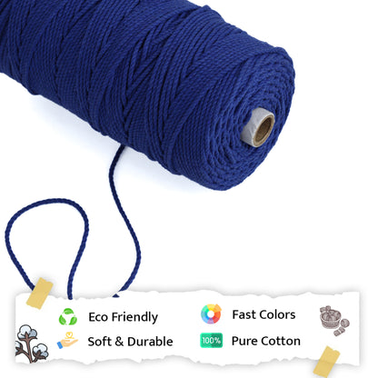 3mm Twisted (3Ply) | Sapphire Blue | 200 - 250 Metres | 1kg Spool | Cotton | No 20