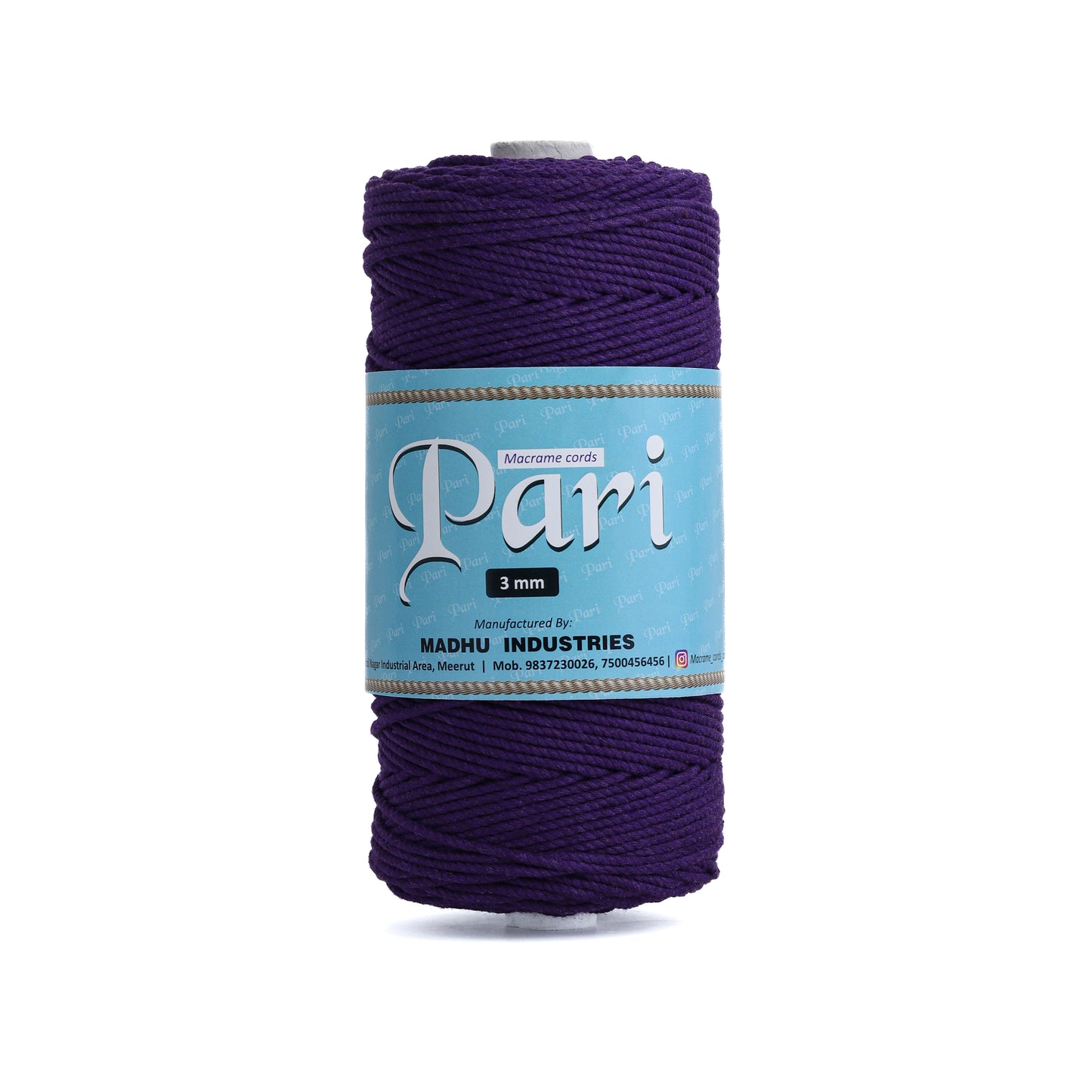 3mm Twisted (3Ply) | Violet | 200 - 250 Metres | 1kg Spool | Cotton | No 21