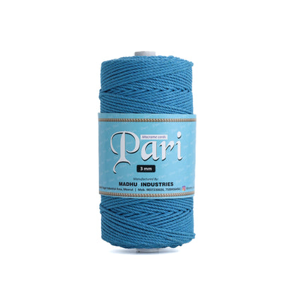 3mm Twisted (3Ply) | Bright Blue | 200 - 250 Metres | 1kg Spool | Cotton | No 22