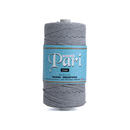 3mm Twisted (3Ply) | Steel Grey | 200 - 250 Metres | 1kg Spool | Cotton | No 24