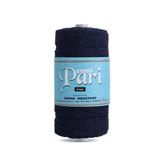 3mm Twisted (3Ply) | Dark Blue | 200 - 250 Metres | 1kg Spool | Cotton | No 27