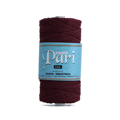 3mm Twisted (3Ply) | Wine | 200 - 250 Metres | 1kg Spool | Cotton | No 29