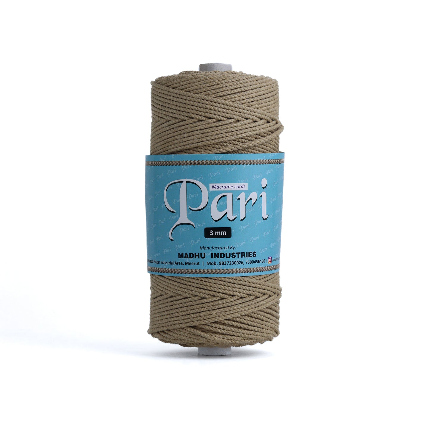 3mm Twisted (3Ply) | Beige | 200 - 250 Metres | 1kg Spool | Cotton | No 30